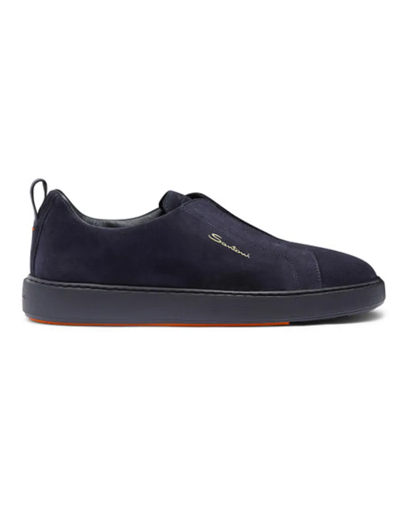 Santoni Blaue Slip-on-Sneakers für Herren aus Wildleder Blau