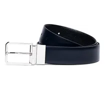 Schwarz-blauer verstellbarer Wendegürtel aus Glattleder und getrommeltem Leder