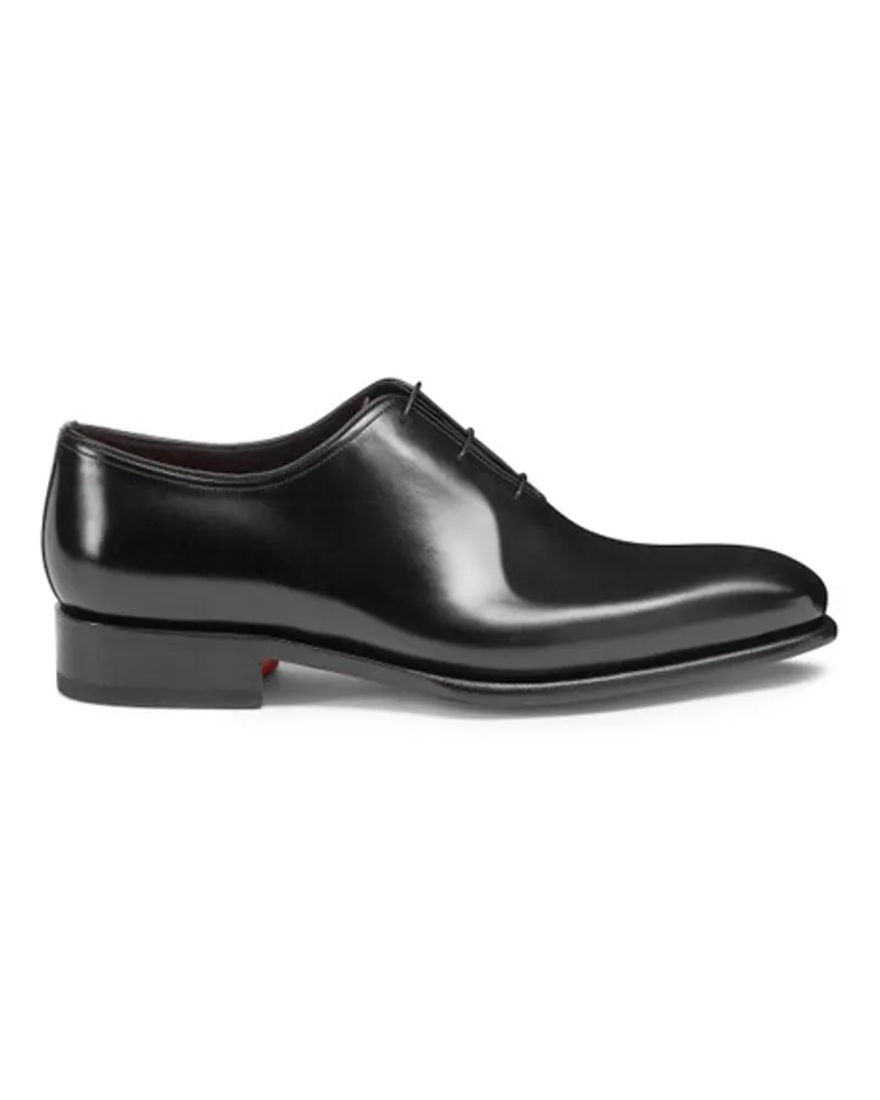 Santoni Schwarze Oxford für Herren aus Leder in Antik-Optik Schwarz