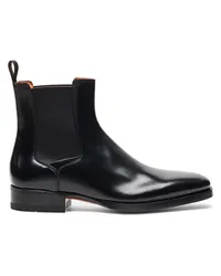 Santoni Schwarze Chelsea Boot für Herren aus Leder in Antik-Optik Schwarz