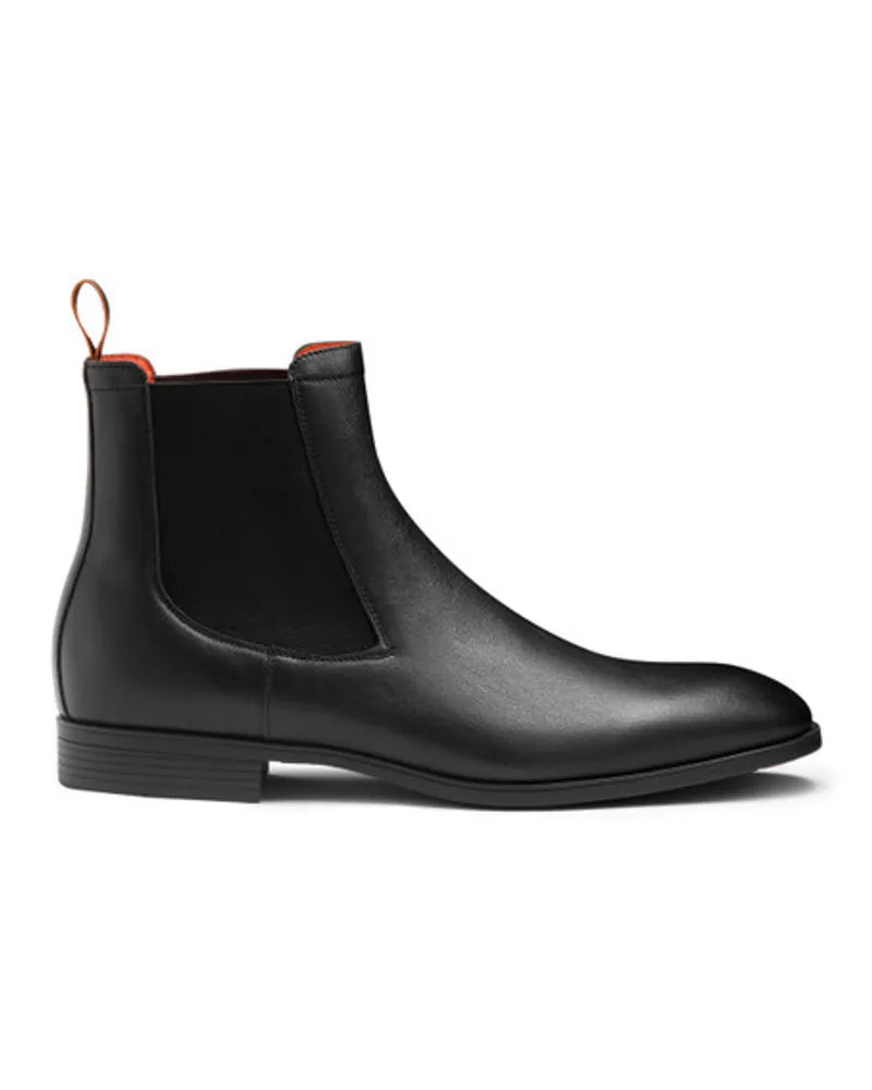 Santoni Schwarze Chelsea Boots für Herren aus Leder Schwarz