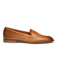 Santoni Braune Penny-Loafer für Damen aus Leder Hellbraun