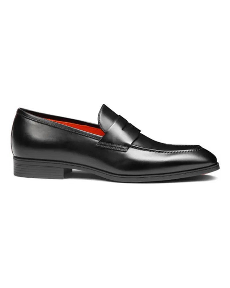 Santoni Schwarze Penny-Loafer für Herren aus Leder Schwarz