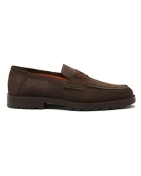 Santoni Dunkelbraune Penny-Loafer für Herren aus Wildleder Dunkelbraun