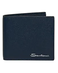 Santoni Blaues Portemonnaie aus Saffiano-Leder Blau