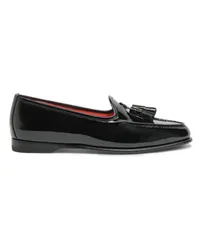 Santoni Schwarze Loafer Andrea für Damen aus Lackleder mit Quasten Schwarz