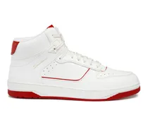Weiß-rote Sneak-Air-Sneakers für Herren aus Leder