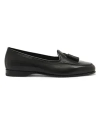 Santoni Schwarze Loafer Andrea für Damen aus Leder mit Quasten Schwarz