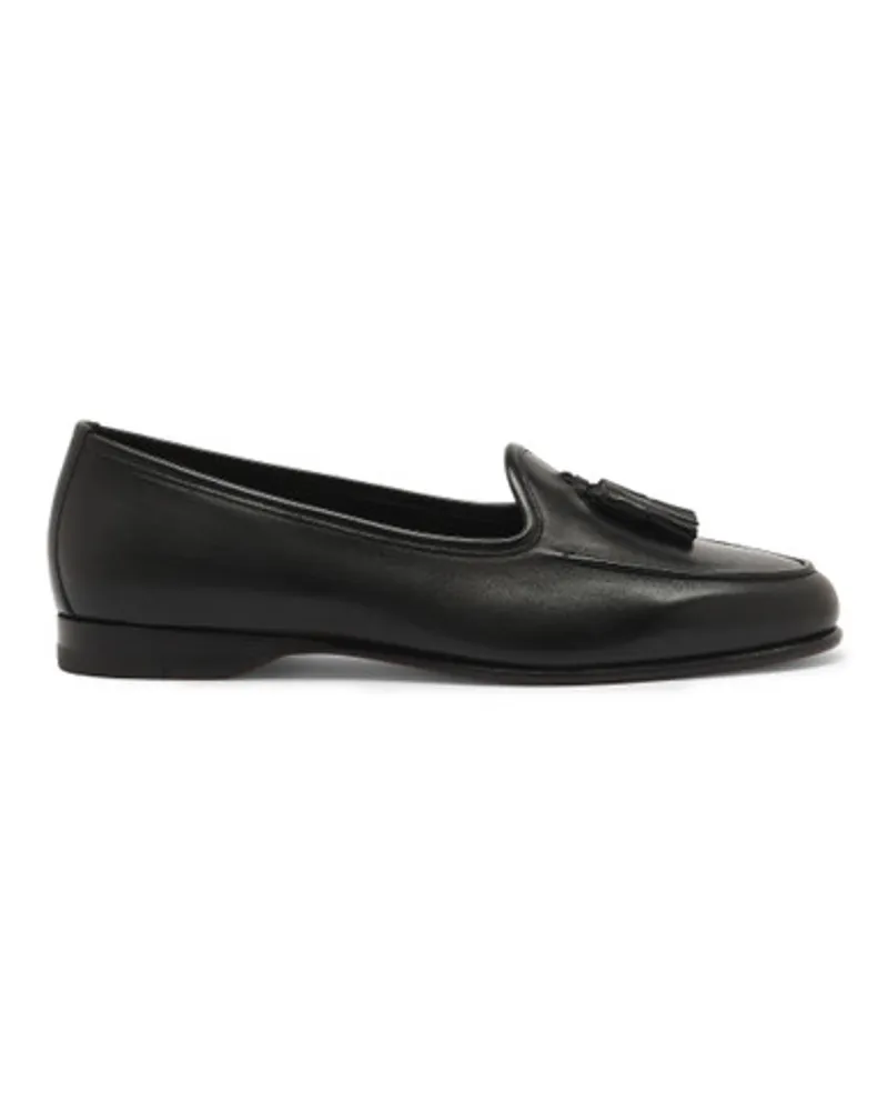 Santoni Schwarze Loafer Andrea für Damen aus Leder mit Quasten Schwarz