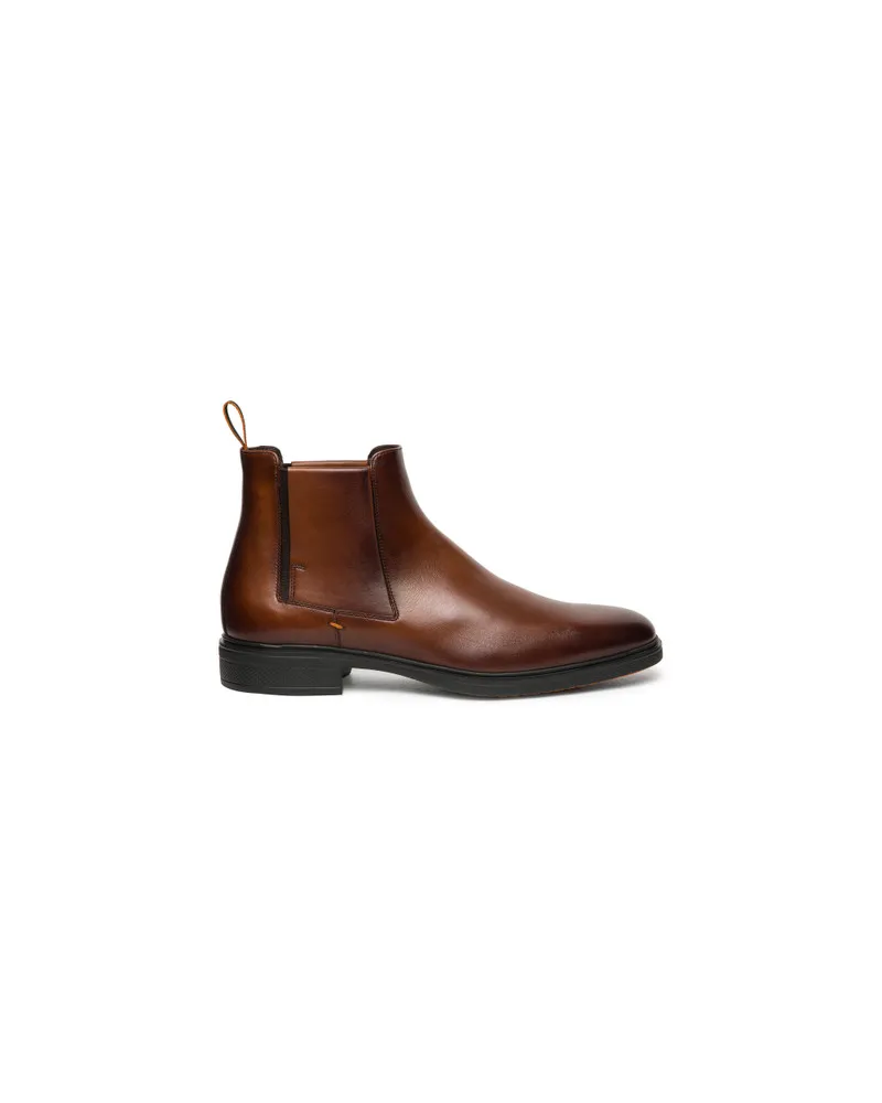 Santoni Dunkelbraune Stiefeletten Easy für Herren aus Leder Dunkelbraun