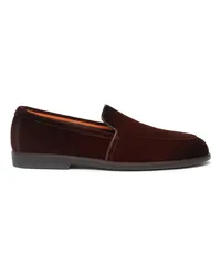 Santoni Bordeauxrote Loafer für Herren aus Wildleder Burgund