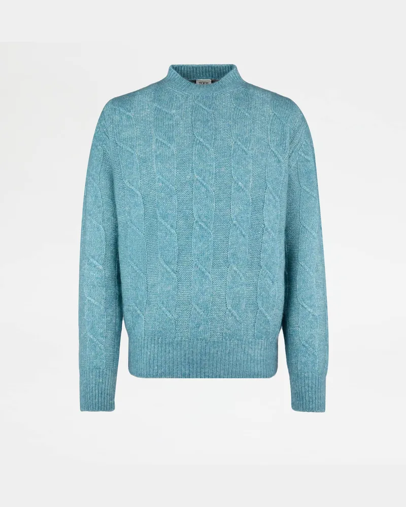 TOD'S Rundhalspullover aus Kaschmir und Seide, HELLBLAU Knitwear Hellblau