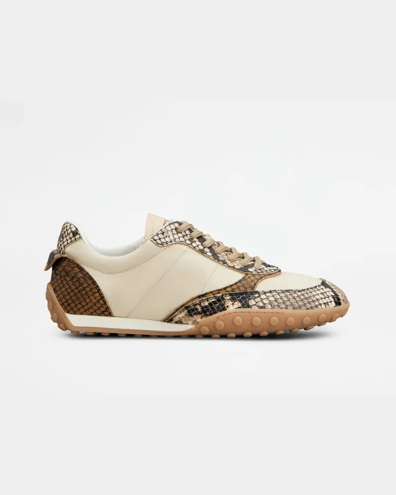 TOD'S Sneakers aus Stoff und Leder, BRAUN,BEIGE Shoes Braun