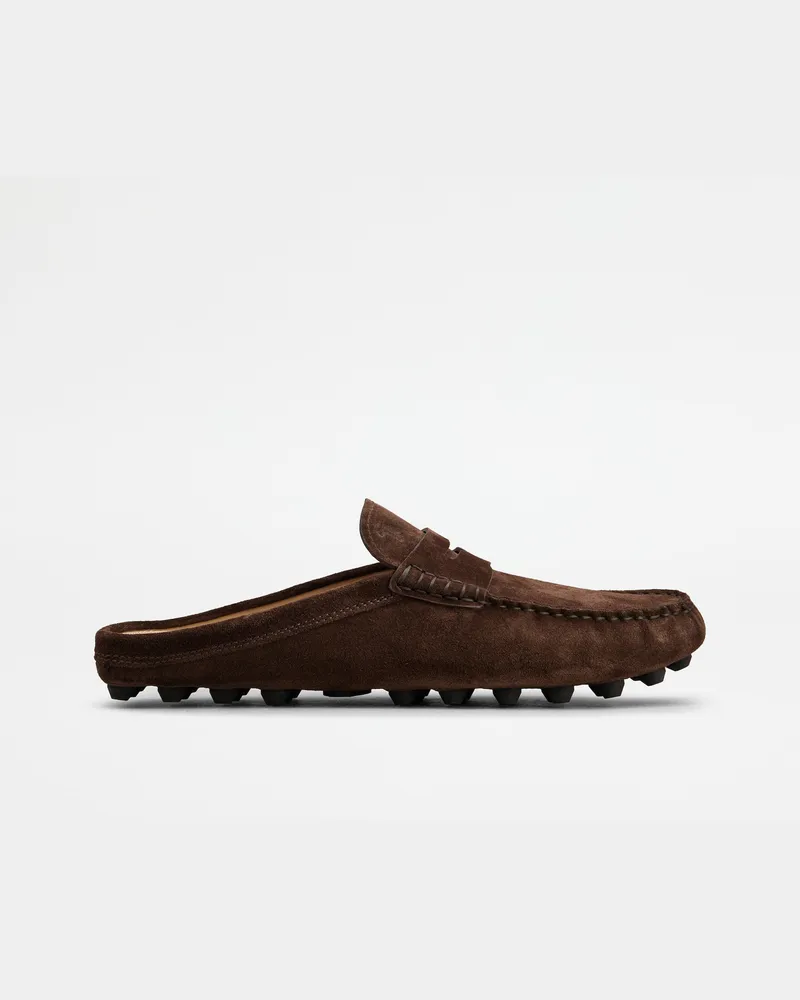 TOD'S Mule-Mokassins Gommino Bubble aus Veloursleder, SCHWARZ,BRAUN Shoes Schwarz