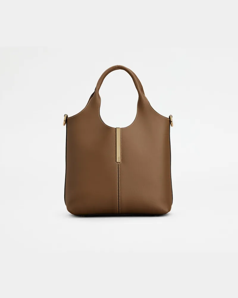 TOD'S Tote-Shopper aus Leder Mini, BRAUN,  - Bags Braun