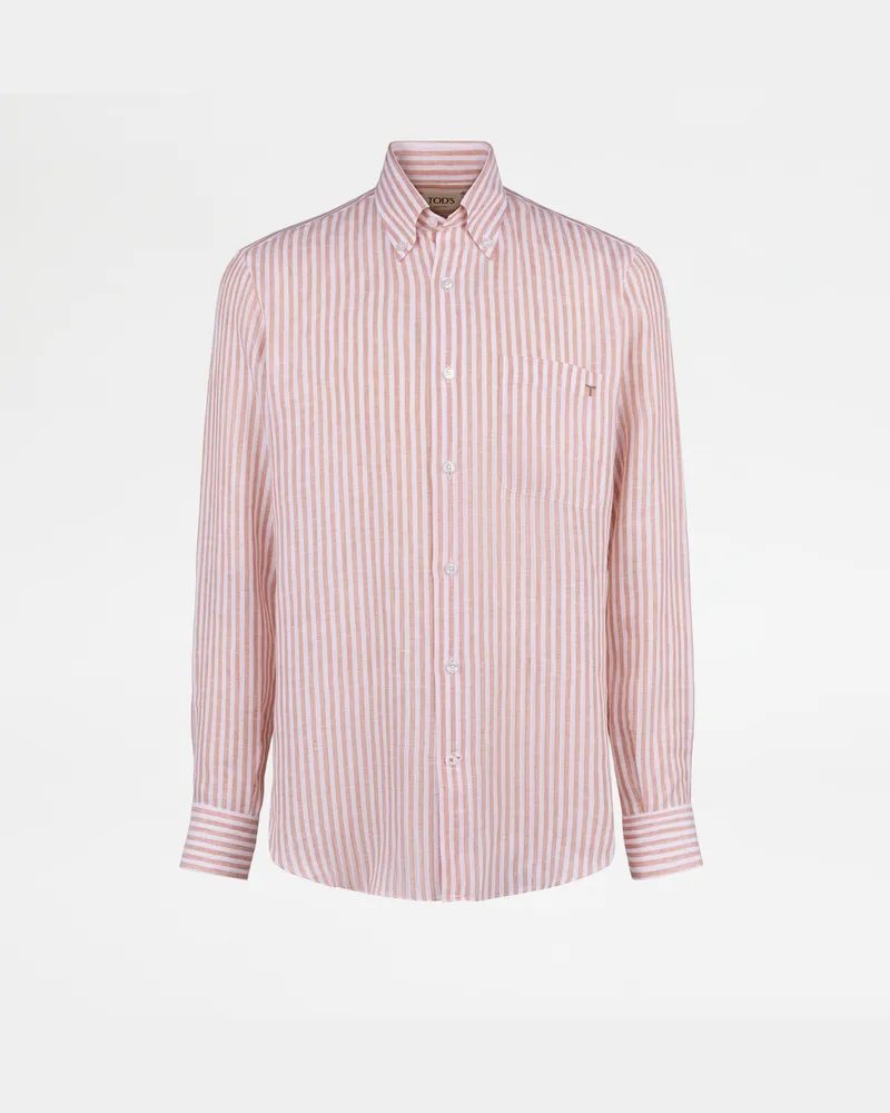 TOD'S Button-Down-Hemd aus gestreiftem Leinen, ROSA, XX - Shirts Rosa