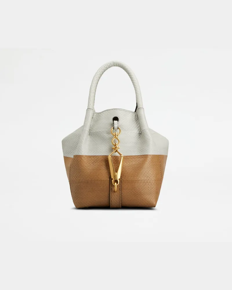 TOD'S Bauletto-Tasche aus Reptilienleder Mini, BRAUN,GRAU,  - Bags Braun