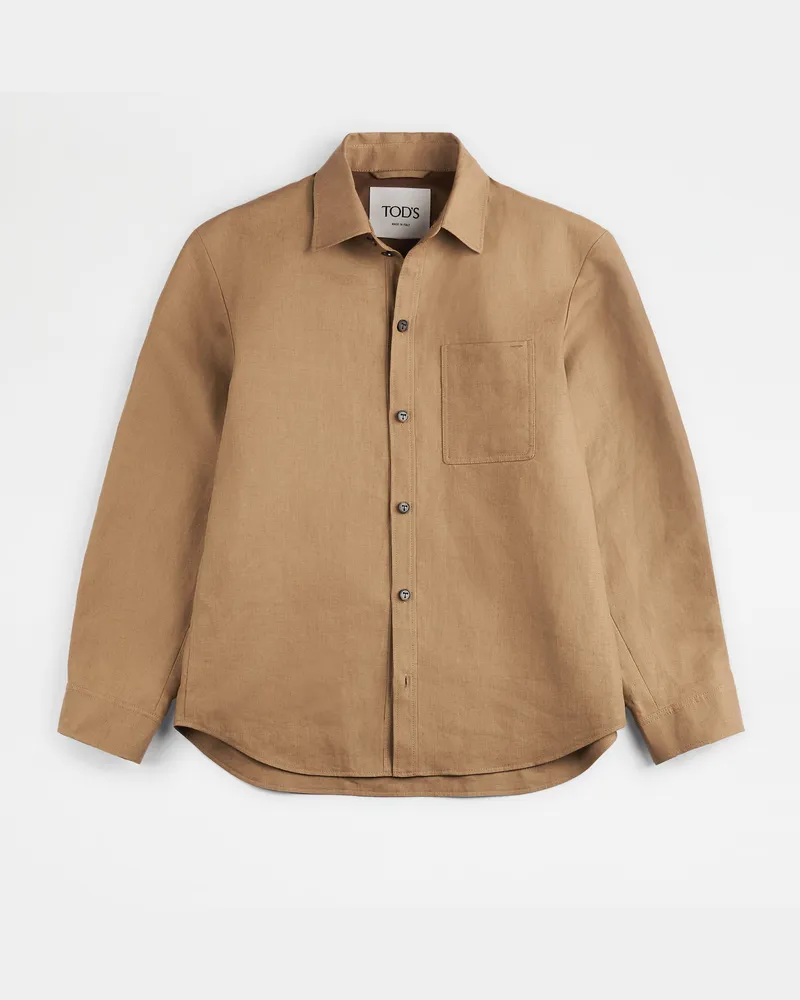 TOD'S Hemd aus Leinen, BEIGE Coat / Trench Beige