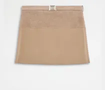 Minirock aus Leder, BEIGE Skirts