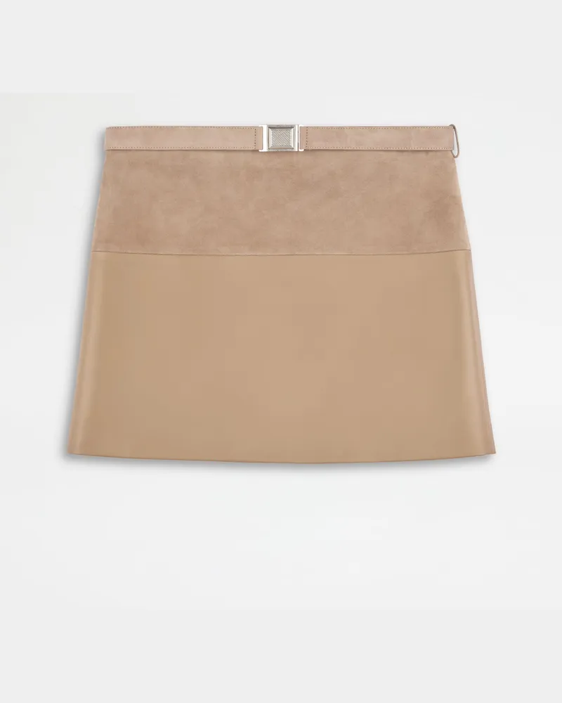 TOD'S Minirock aus Leder, BEIGE Skirts Beige