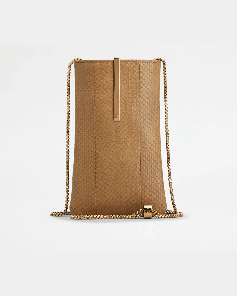 TOD'S Handy-Etui aus Reptilienleder Medium, BEIGE,  - Wallets Beige