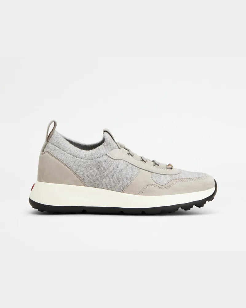 TOD'S Sneakers Red Dot Socks aus Strick und Veloursleder, GRAU Shoes Grau