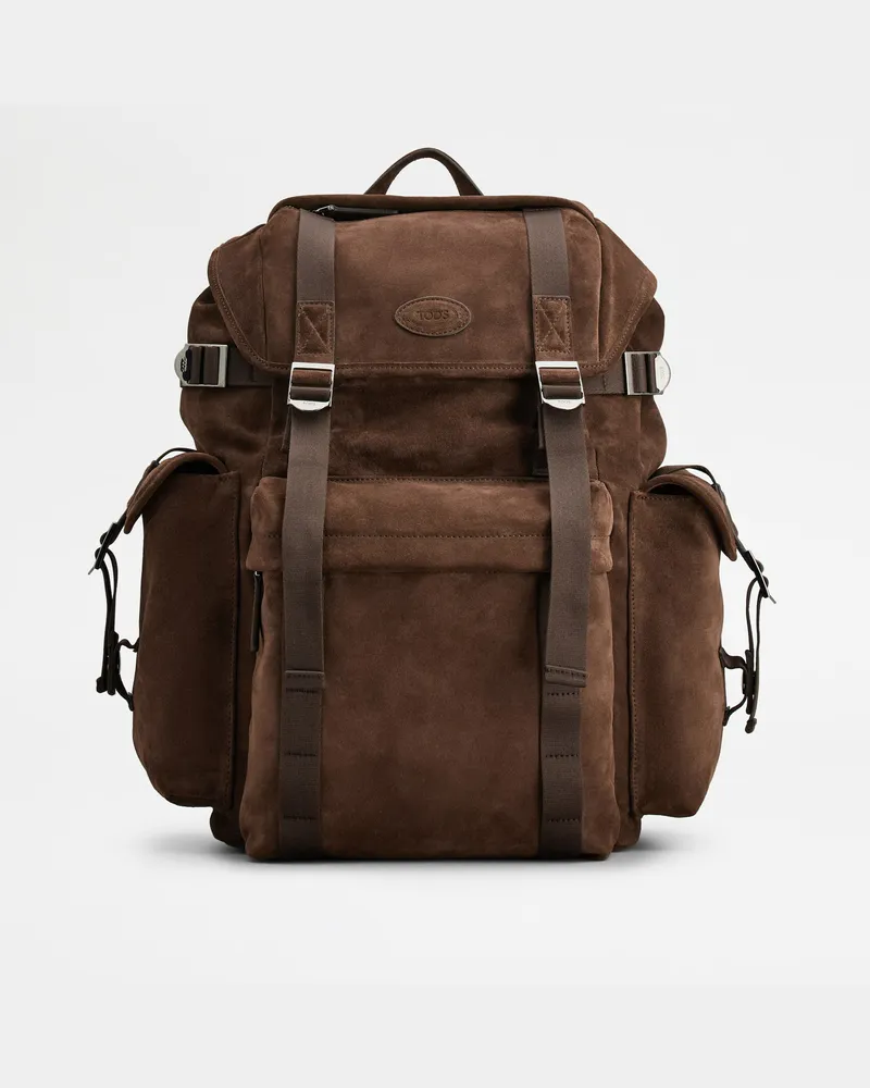 TOD'S Rucksack aus Veloursleder Medium, BRAUN,  - Bags Braun