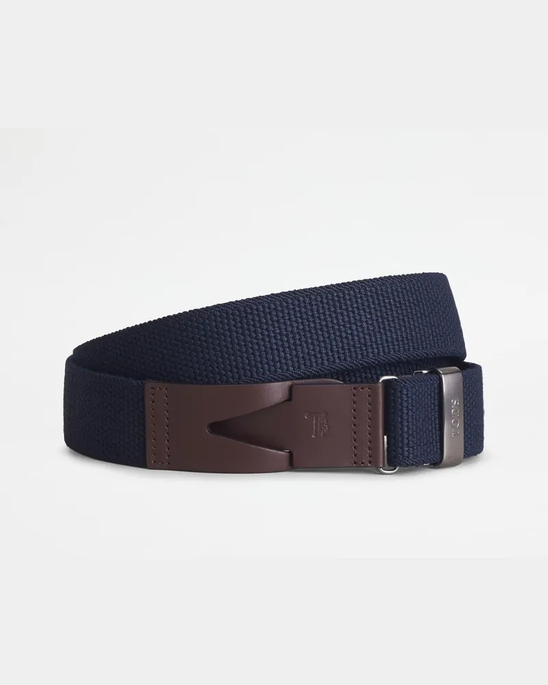 TOD'S Gürtel aus Canvas und Leder, BRAUN,BLAU Belts Braun