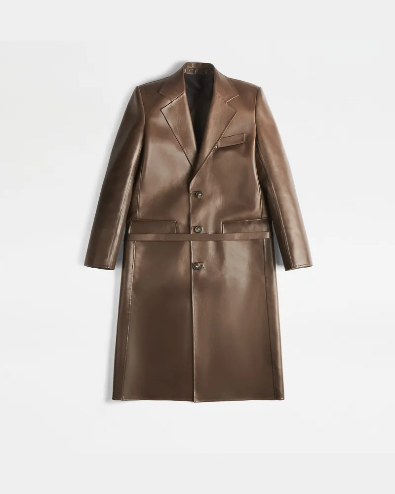 TOD'S Mantel aus Nappaleder, BRAUN Coat / Trench Braun