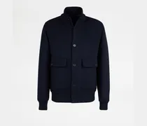 Bomberjacke aus Double-Wollstoff, BLAU Coat / Trench