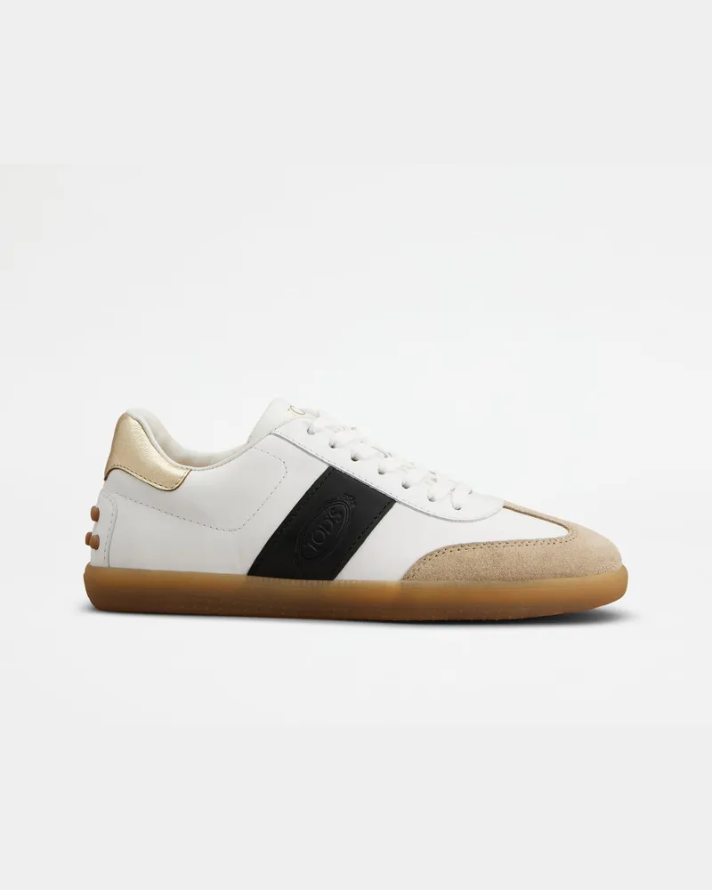 TOD'S Tabs Sneakers aus Leder, SCHWARZ,BEIGE,WEISS Shoes Schwarz