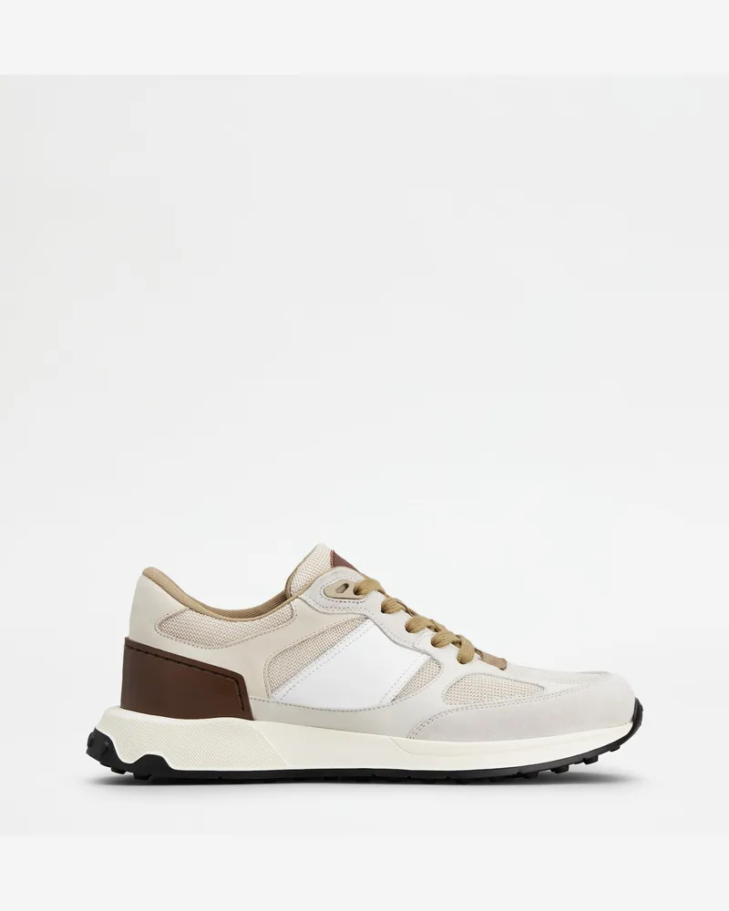 TOD'S Sneakers aus Veloursleder und Glattleder, BRAUN,GRAU,BEIGE Shoes Braun