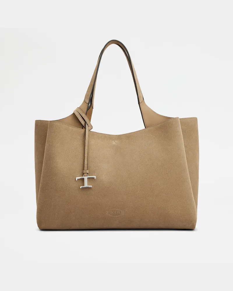 TOD'S Tasche aus Veloursleder Medium, BEIGE,  - Bags Beige