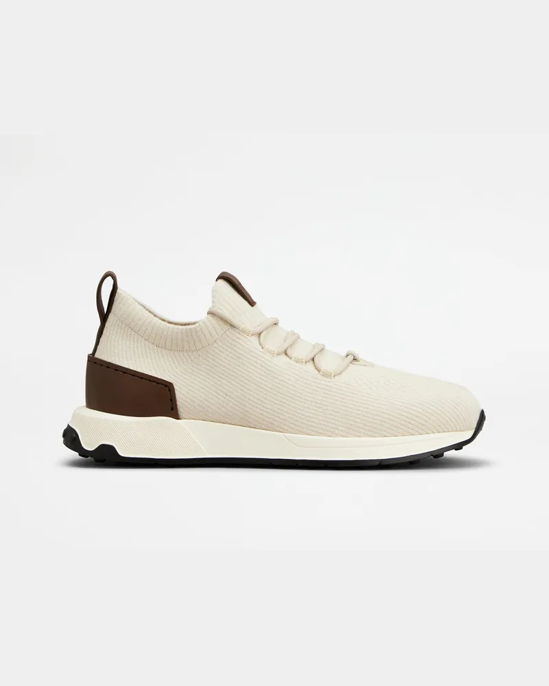 TOD'S Sock-Sneakers aus technischem Gewebe und Leder, BRAUN,CREME Shoes Braun