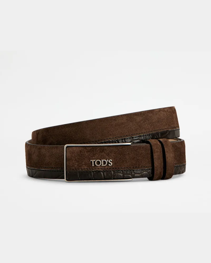TOD'S Gürtel aus Veloursleder, BRAUN, 95 - Belts Braun