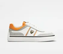 Sneakers aus Leder, ORANGE,WEISS,GRAU Shoes