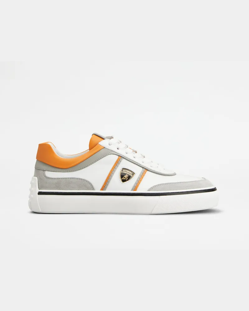 TOD'S Sneakers aus Leder, ORANGE,WEISS,GRAU Shoes Orange