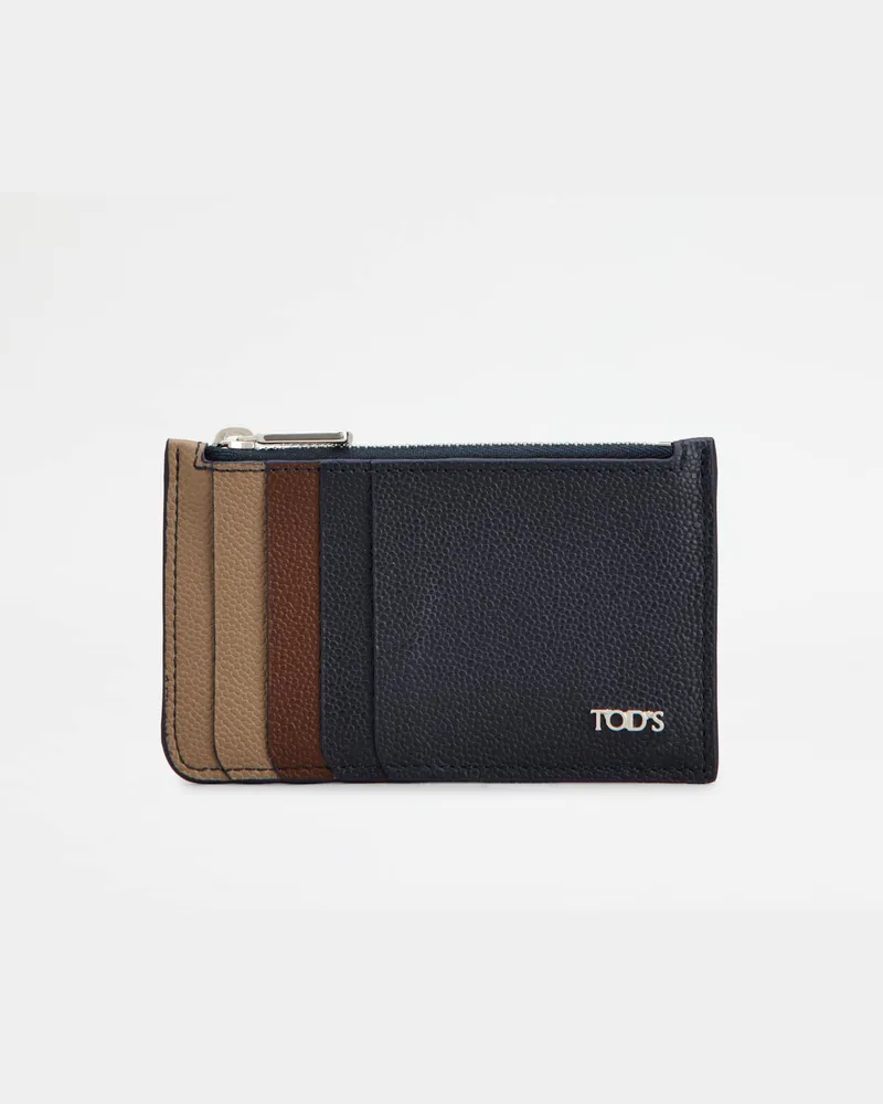 TOD'S Kartenetui mit Reißverschluss aus Leder, BEIGE,BRAUN,BLAU,  - Wallets Beige