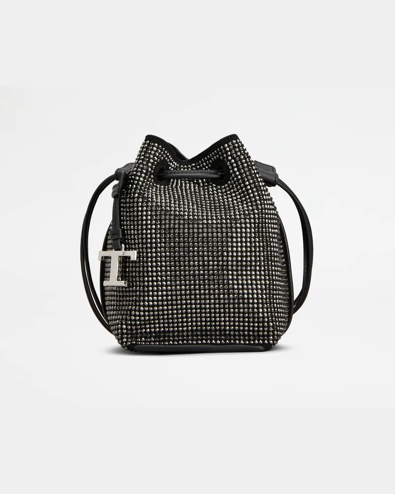 TOD'S Beuteltasche aus Veloursleder Micro, SCHWARZ,  - Bags Schwarz
