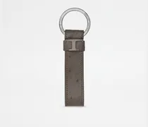 Schlüsselanhänger aus Straußenleder, GRAU,  - Wallets