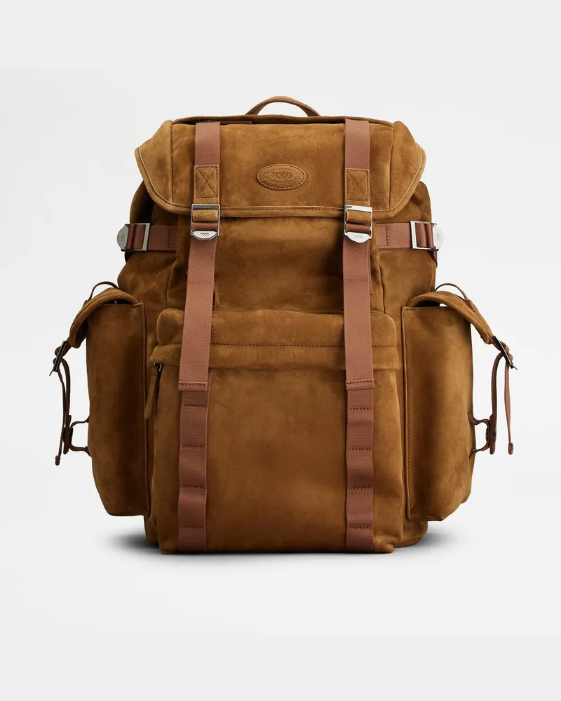 TOD'S Rucksack aus Veloursleder Medium, BRAUN,  - Bags Braun