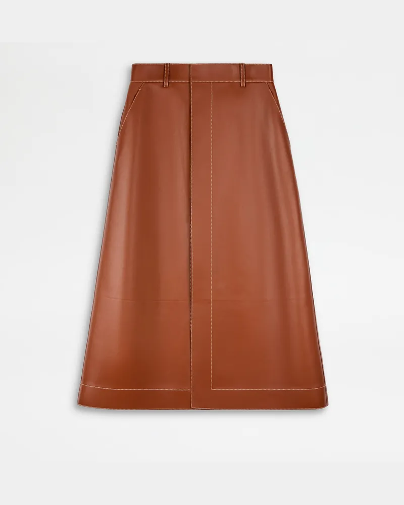TOD'S Wickelrock aus Leder, ORANGE Skirts Orange