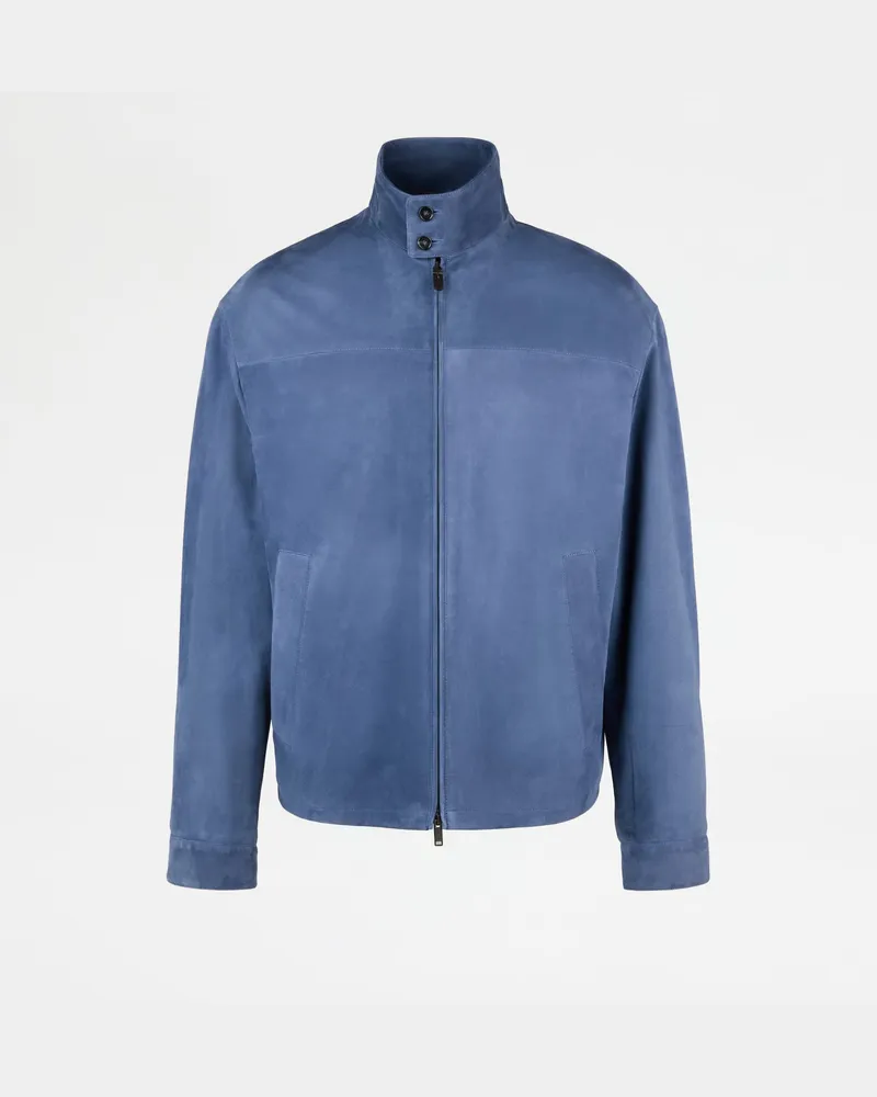 TOD'S Jacke aus Pashmy-Veloursleder, BLAU Coat / Trench Blau