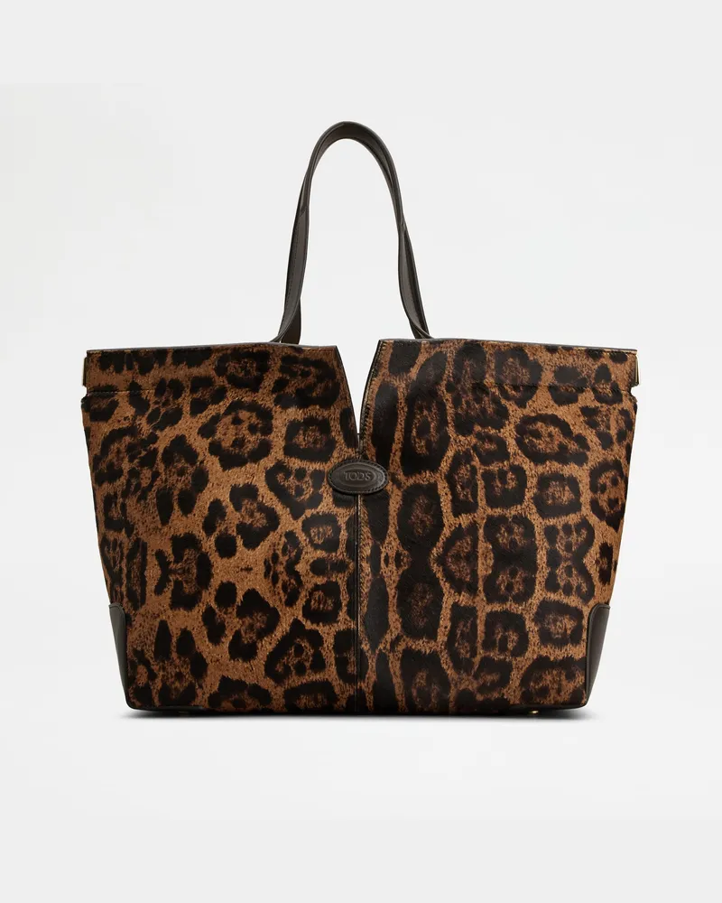 TOD'S Di Bag Folio aus Leder in Ponyfell-Optik Medium-Small, BRAUN,  - Bags Braun