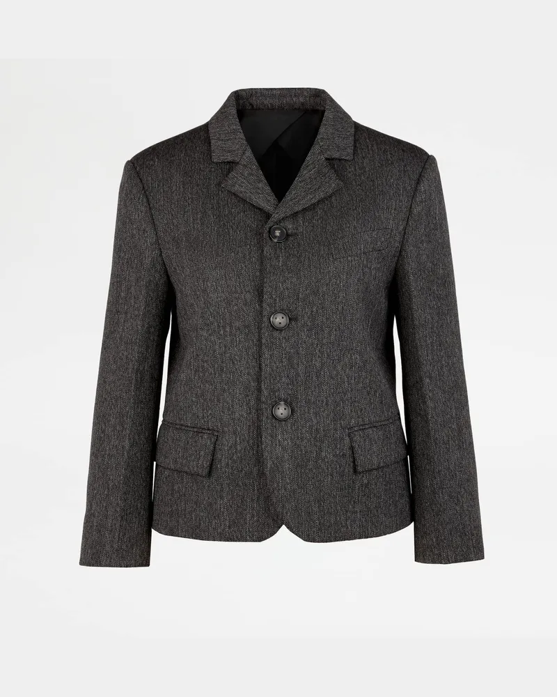 TOD'S Mini-Jacke aus Mouliné-Wolltwill, SCHWARZ,GRAU Jackets Schwarz