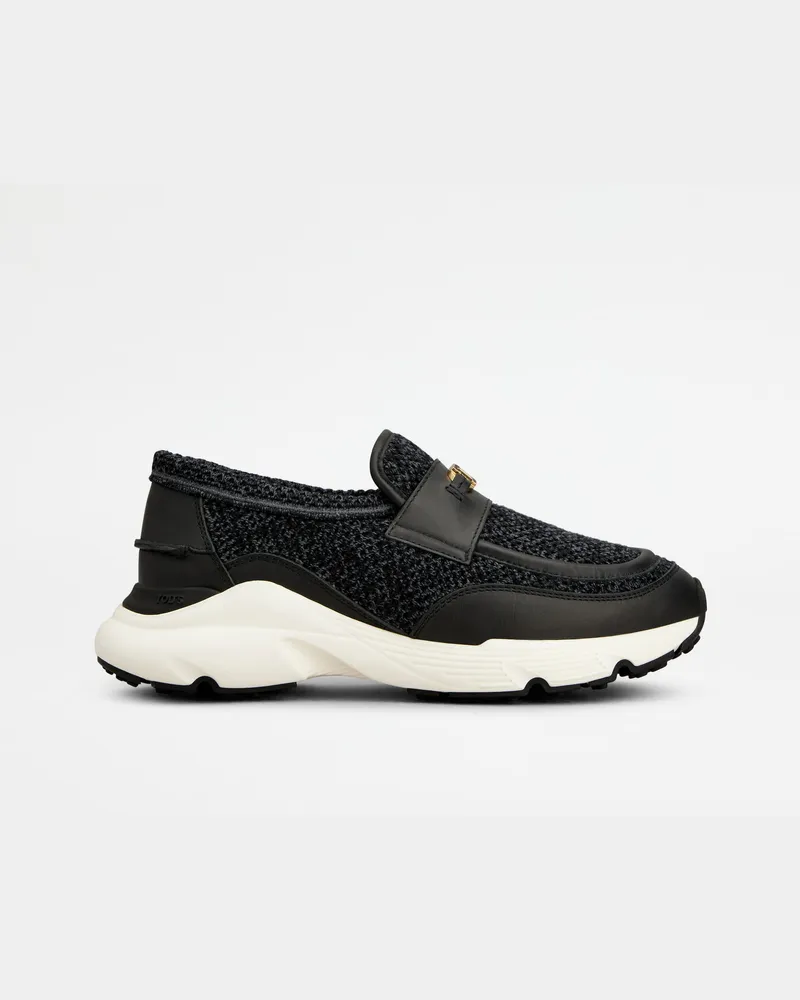 TOD'S Sportliche Loafers aus Stoff und Leder, SCHWARZ Shoes Schwarz