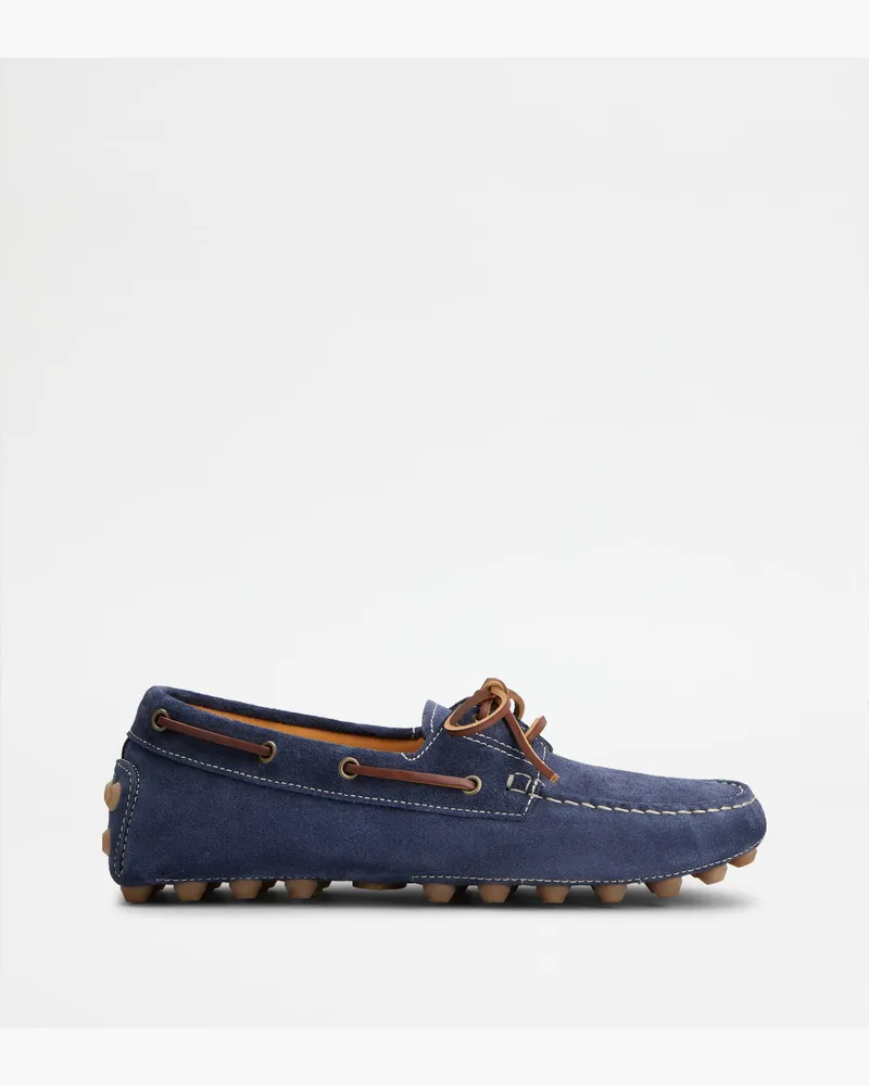 TOD'S Boat-Mokassins Gommino Bubble aus Veloursleder, BLAU Shoes Blau