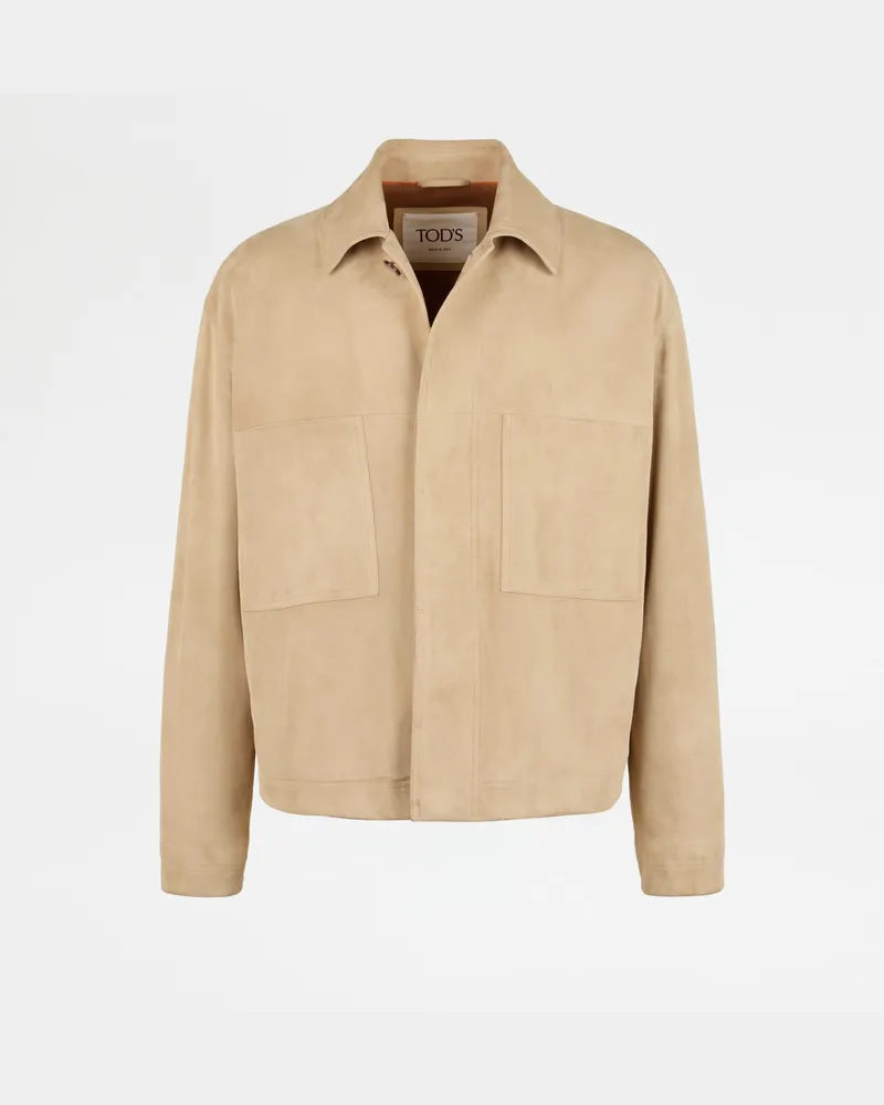 TOD'S Jacke aus Pashmy-Veloursleder, BEIGE Coat / Trench Beige