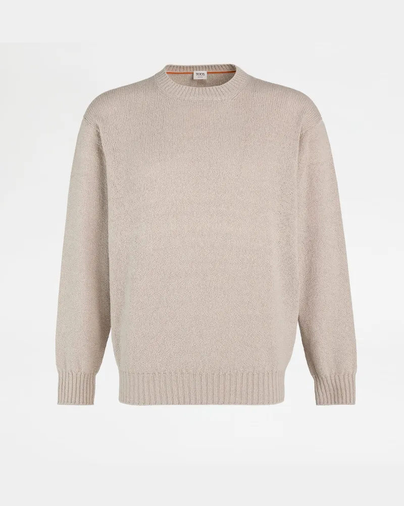 TOD'S Rundhalspullover aus Baumwolle, BEIGE, XX - Knitwear Beige