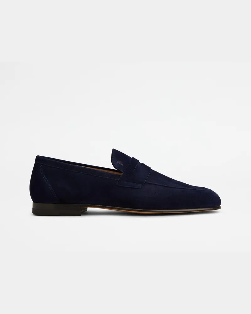 TOD'S Loafers aus Pashmy-Veloursleder, BLAU Shoes Blau